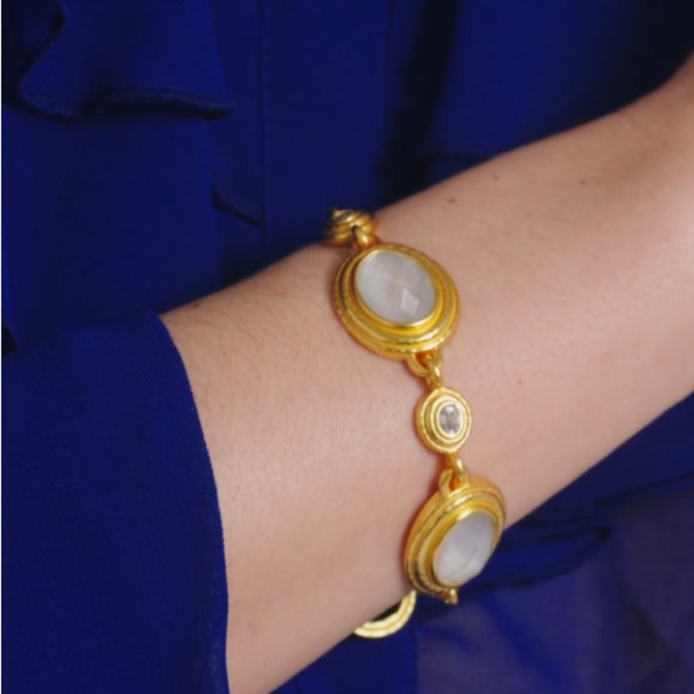 JULIE VOS® Tudor Stone Bracelet Iridescent Aquamarine Blue. - Picture 3 of 7